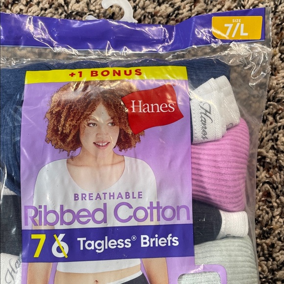 ๐ Hanes Tagless Ribbed Cotton Briefs 7-Pack - Assorted Colors Sz Large | NWT - Picture 2 of 3
